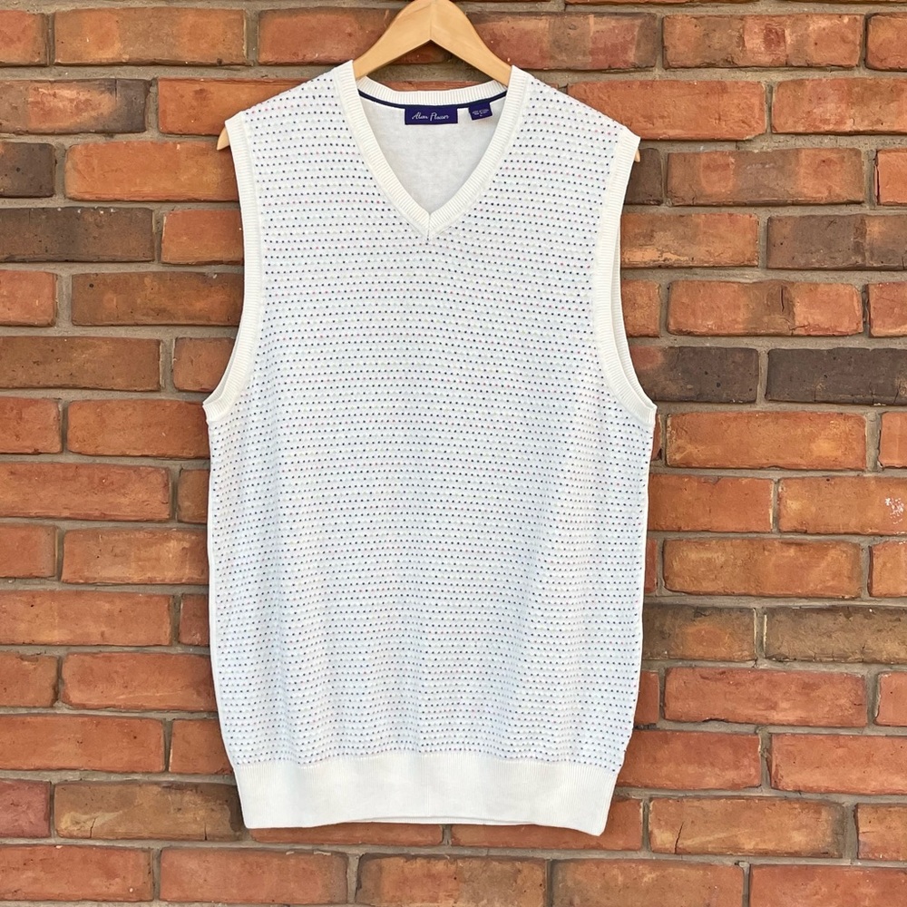Alan Flusser 100% Cotton Pullover Sweater Vest Size L